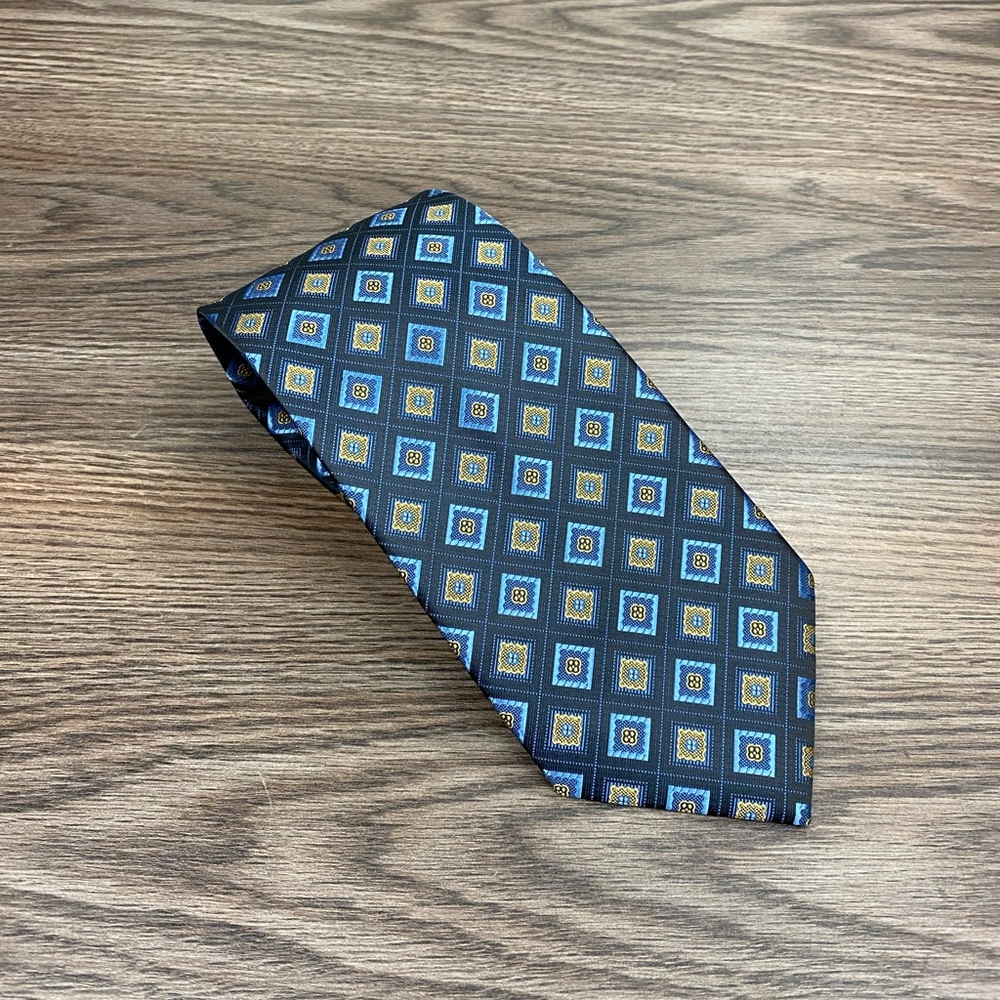 Bellini Navy w/ Gold & Blue Check Tie